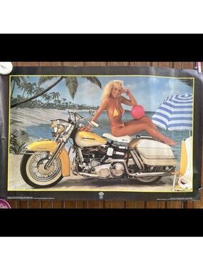 Vintage Harley Davidson Poster 1965 FLH Electra Glide 22x35 80s